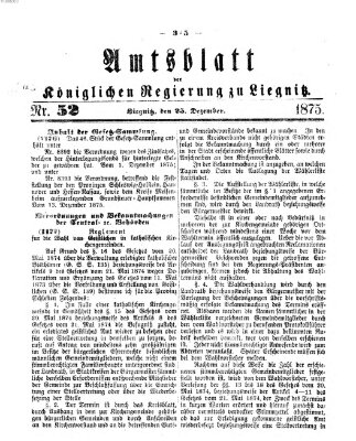 Amts-Blatt der Preußischen Regierung zu Liegnitz Samstag 25. Dezember 1875