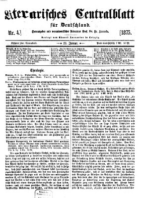 Literarisches Zentralblatt für Deutschland Samstag 23. Januar 1875