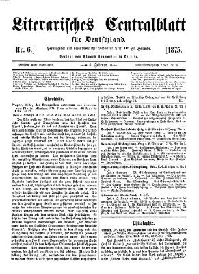 Literarisches Zentralblatt für Deutschland Samstag 6. Februar 1875