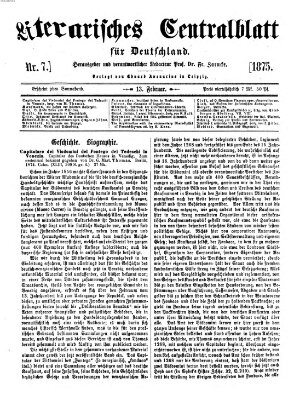 Literarisches Zentralblatt für Deutschland Samstag 13. Februar 1875