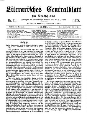 Literarisches Zentralblatt für Deutschland Samstag 13. März 1875