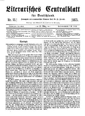 Literarisches Zentralblatt für Deutschland Samstag 27. März 1875