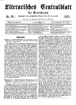 Literarisches Zentralblatt für Deutschland Samstag 15. Mai 1875