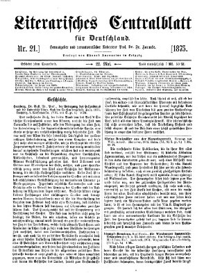 Literarisches Zentralblatt für Deutschland Samstag 22. Mai 1875