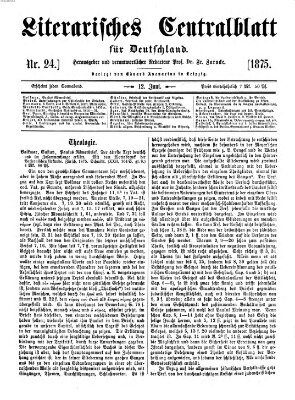 Literarisches Zentralblatt für Deutschland Samstag 12. Juni 1875