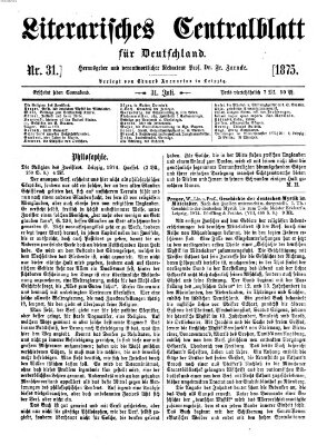 Literarisches Zentralblatt für Deutschland Samstag 31. Juli 1875