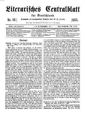 Literarisches Zentralblatt für Deutschland Samstag 18. September 1875