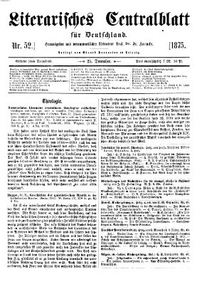 Literarisches Zentralblatt für Deutschland Samstag 25. Dezember 1875