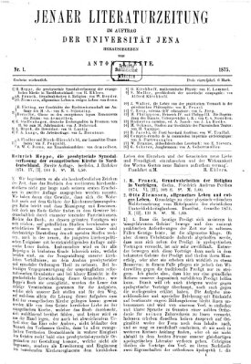 Jenaer Literaturzeitung Samstag 2. Januar 1875