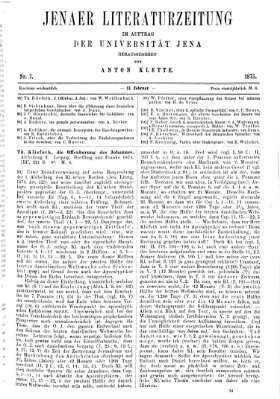 Jenaer Literaturzeitung Samstag 13. Februar 1875