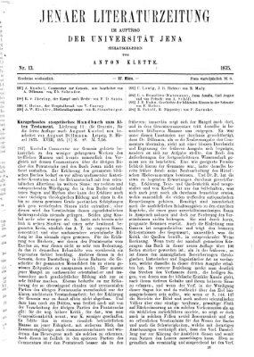 Jenaer Literaturzeitung Samstag 27. März 1875