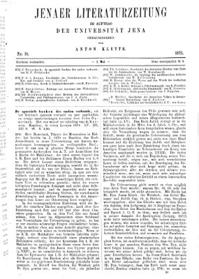 Jenaer Literaturzeitung Samstag 1. Mai 1875