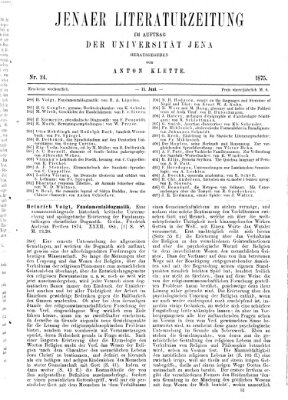 Jenaer Literaturzeitung Freitag 11. Juni 1875