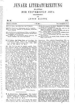 Jenaer Literaturzeitung Samstag 26. Juni 1875