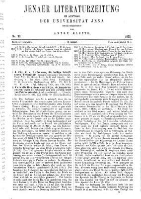 Jenaer Literaturzeitung Samstag 14. August 1875