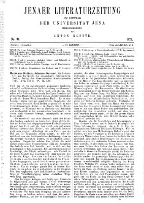 Jenaer Literaturzeitung Samstag 11. September 1875