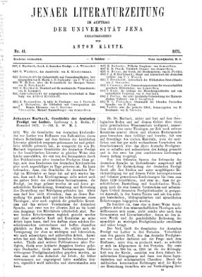 Jenaer Literaturzeitung Samstag 9. Oktober 1875