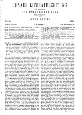 Jenaer Literaturzeitung Samstag 13. November 1875