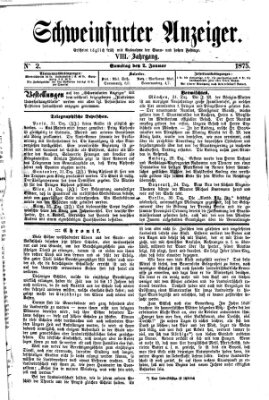 Schweinfurter Anzeiger Samstag 2. Januar 1875