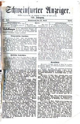 Schweinfurter Anzeiger Donnerstag 29. April 1875