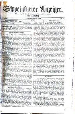 Schweinfurter Anzeiger Dienstag 1. Juni 1875