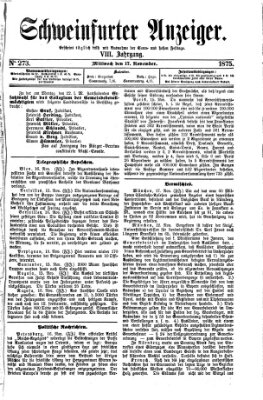 Schweinfurter Anzeiger Mittwoch 17. November 1875