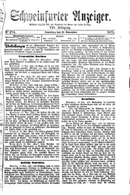 Schweinfurter Anzeiger Donnerstag 18. November 1875