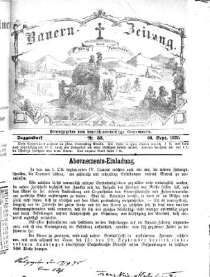 Bauern-Zeitung Donnerstag 16. September 1875