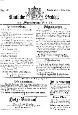 Der Grenzbote Sonntag 21. November 1875