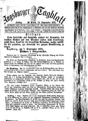 Augsburger Tagblatt Freitag 10. September 1875