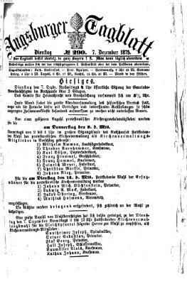 Augsburger Tagblatt Dienstag 7. Dezember 1875