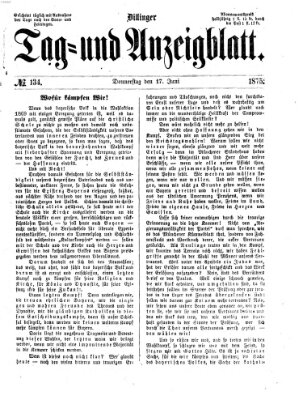 Dillinger Tag- und Anzeigeblatt (Tagblatt für die Städte Dillingen, Lauingen, Höchstädt, Wertingen und Gundelfingen) Donnerstag 17. Juni 1875