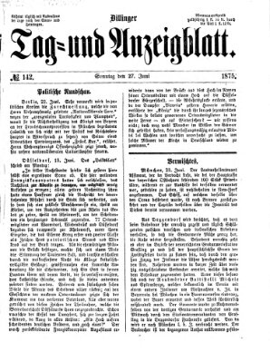 Dillinger Tag- und Anzeigeblatt (Tagblatt für die Städte Dillingen, Lauingen, Höchstädt, Wertingen und Gundelfingen) Sonntag 27. Juni 1875