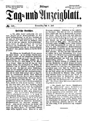 Dillinger Tag- und Anzeigeblatt (Tagblatt für die Städte Dillingen, Lauingen, Höchstädt, Wertingen und Gundelfingen) Donnerstag 8. Juli 1875