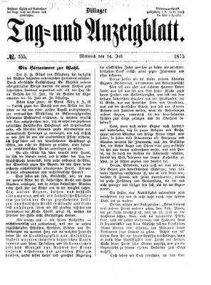 Dillinger Tag- und Anzeigeblatt (Tagblatt für die Städte Dillingen, Lauingen, Höchstädt, Wertingen und Gundelfingen) Mittwoch 14. Juli 1875