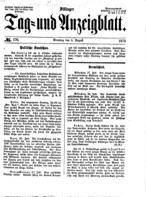 Dillinger Tag- und Anzeigeblatt (Tagblatt für die Städte Dillingen, Lauingen, Höchstädt, Wertingen und Gundelfingen) Sonntag 1. August 1875