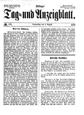 Dillinger Tag- und Anzeigeblatt (Tagblatt für die Städte Dillingen, Lauingen, Höchstädt, Wertingen und Gundelfingen) Donnerstag 5. August 1875