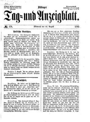 Dillinger Tag- und Anzeigeblatt (Tagblatt für die Städte Dillingen, Lauingen, Höchstädt, Wertingen und Gundelfingen) Mittwoch 11. August 1875