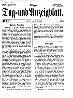 Dillinger Tag- und Anzeigeblatt (Tagblatt für die Städte Dillingen, Lauingen, Höchstädt, Wertingen und Gundelfingen) Freitag 13. August 1875