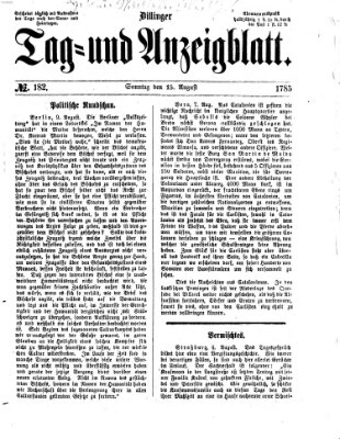 Dillinger Tag- und Anzeigeblatt (Tagblatt für die Städte Dillingen, Lauingen, Höchstädt, Wertingen und Gundelfingen) Sonntag 15. August 1875