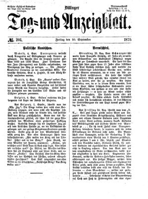 Dillinger Tag- und Anzeigeblatt (Tagblatt für die Städte Dillingen, Lauingen, Höchstädt, Wertingen und Gundelfingen) Freitag 10. September 1875