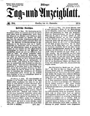 Dillinger Tag- und Anzeigeblatt (Tagblatt für die Städte Dillingen, Lauingen, Höchstädt, Wertingen und Gundelfingen) Samstag 11. September 1875