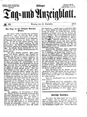 Dillinger Tag- und Anzeigeblatt (Tagblatt für die Städte Dillingen, Lauingen, Höchstädt, Wertingen und Gundelfingen) Sonntag 19. September 1875