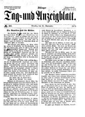 Dillinger Tag- und Anzeigeblatt (Tagblatt für die Städte Dillingen, Lauingen, Höchstädt, Wertingen und Gundelfingen) Dienstag 28. September 1875