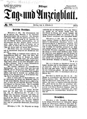 Dillinger Tag- und Anzeigeblatt (Tagblatt für die Städte Dillingen, Lauingen, Höchstädt, Wertingen und Gundelfingen) Freitag 8. Oktober 1875