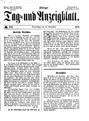 Dillinger Tag- und Anzeigeblatt (Tagblatt für die Städte Dillingen, Lauingen, Höchstädt, Wertingen und Gundelfingen) Donnerstag 18. November 1875