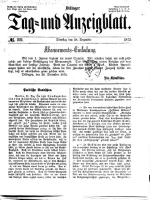 Dillinger Tag- und Anzeigeblatt (Tagblatt für die Städte Dillingen, Lauingen, Höchstädt, Wertingen und Gundelfingen) Dienstag 28. Dezember 1875