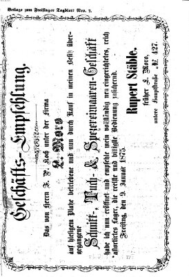 Freisinger Tagblatt (Freisinger Wochenblatt) Sonntag 10. Januar 1875