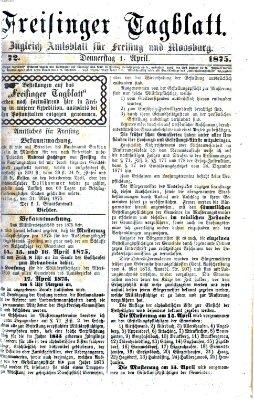 Freisinger Tagblatt (Freisinger Wochenblatt) Donnerstag 1. April 1875