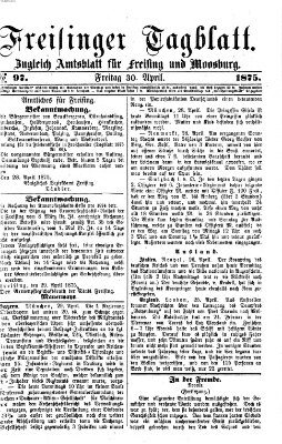 Freisinger Tagblatt (Freisinger Wochenblatt) Freitag 30. April 1875